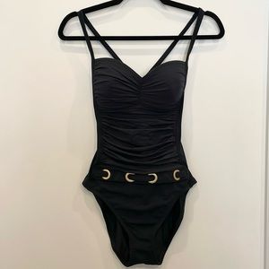 Bleu Rod Beattie Black One Piece with Gold Accents